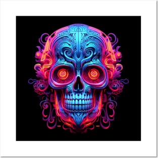 fluorescent Psychedelic Skull Posters and Art